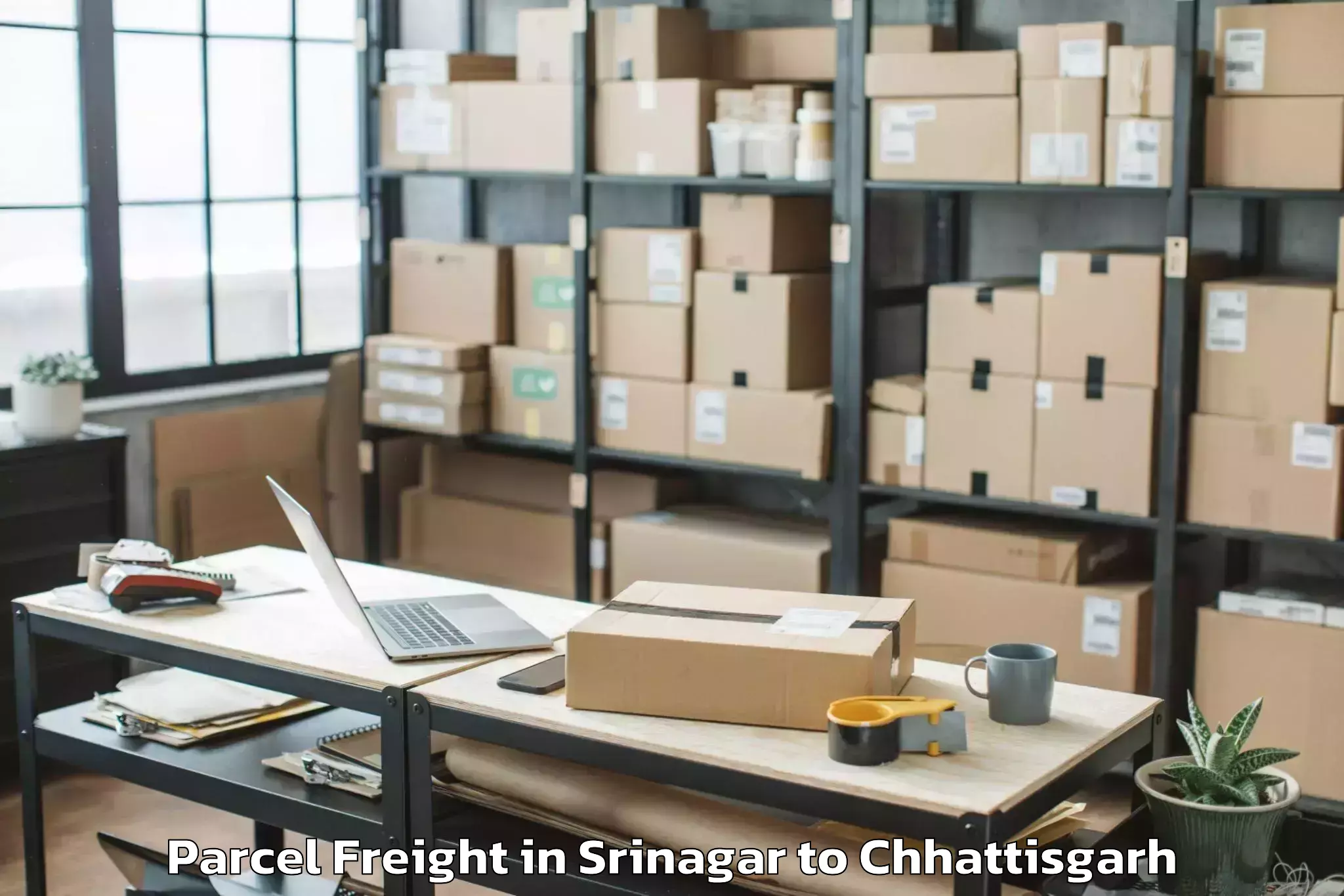 Discover Srinagar to Chirimiri Parcel Freight